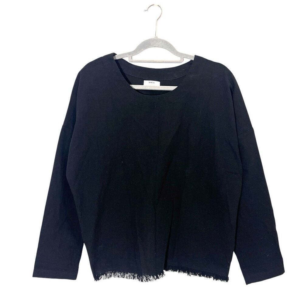 Mikoh Top Women’s M Black Minimalist‎ Boxy Canvas Cotton Long Sleeve